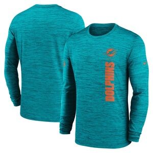 Boys Miami Dolphins Nike Aqua Velocity Dri-FIT Long Sleeve T-Shirt NWT L 14/16‎